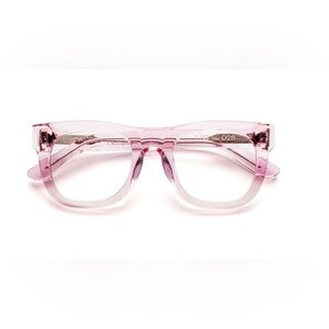 Caddis D28 clear polished pink reading glasses 2.5 EUC $110 worn twice